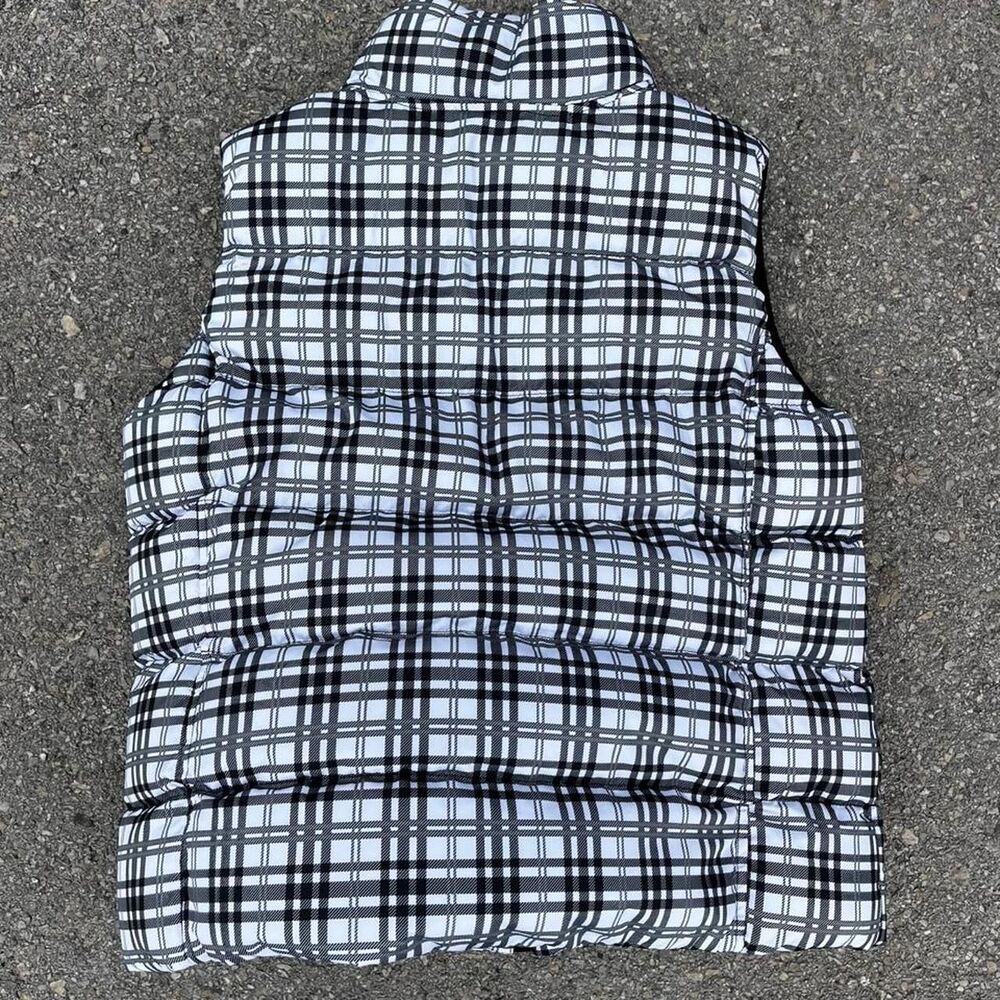 FADED GLORY BLACK WHITE & PLAID PUFFER VEST WOMEN'S SIZE L - Picture 2 of 8